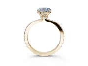 Heart-Shaped Hidden Halo Engagement Ring Setting for a Fancy Blue Lab-Grown Diamond | Pavé Band | Yellow Gold
