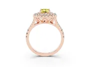 Emerald Cut Halo Split Shank Engagement Ring Setting for a Fancy Yellow Lab-Grown Diamond | Pavé Strands | Rose Gold