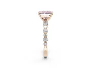 Radiant Cut Pavé Solitaire Engagement Ring Setting for a Fancy Pink Lab-Grown Diamond | Alternating Accents | Rose Gold