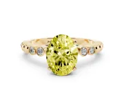 Oval Beaded Solitaire Engagement Ring Setting for a Fancy Yellow Lab-Grown Diamond | Yellow Gold