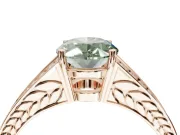 Oval Split Shank Pavé Engagement Ring Setting for a Fancy Green Lab-Grown Diamond | Rose Gold