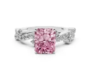 Radiant Cut Twisted Pavé Engagement Ring Setting for a Fancy Pink Lab-Grown Diamond | Bar Stations | Sterling Silver