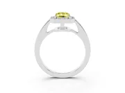 Fancy Yellow Emerald Cut Diamond Halo Pavé Engagement Ring Set in Platinum with Bezel Setting