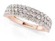 Round Lab-Grown Diamond Three Row Pave Promise Ring | Shared Prongs | Rose Gold