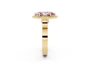 Marquise Halo Engagement Ring Setting for a Fancy Pink Lab-Grown Diamond | Pavé Panel Shoulders | Yellow Gold