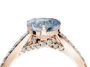 Heart-Shaped Pavé Solitaire Engagement Ring Setting for a Fancy Blue Lab-Grown Diamond | Crossover Gallery | Rose Gold