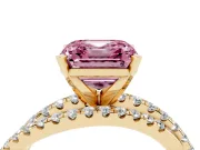 Asscher Cut Twisted Pavé Engagement Ring Setting for a Fancy Pink Lab-Grown Diamond | Yellow Gold