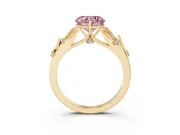 Heart-Shaped Leaf Solitaire Engagement Ring Setting for a Fancy Pink Lab-Grown Diamond | Yellow Gold