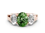 Oval 3 Stone Engagement Ring Setting for a Fancy Green Lab-Grown Diamond | Rose Gold