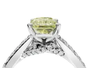 Radiant Cut Pavé Solitaire Engagement Ring Setting for a Fancy Yellow Lab-Grown Diamond | Crossover Gallery | White Gold