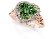 Heart-Shaped Halo Engagement Ring Setting for a Fancy Green Lab-Grown Diamond | Filigree Shoulders | Rose Gold