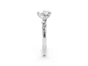 Heart-Shaped Solitaire Engagement Ring Setting | Graduated Scattered Accents | Sterling Silver