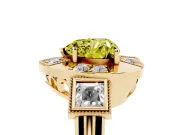 Heart-Shaped Milgrain Sectioned Halo Engagement Ring Setting for a Fancy Yellow Lab-Grown Diamond | Yellow Gold