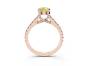 Pear-Shaped Hidden Halo Pave Engagement Ring Setting for a Fancy Yellow Lab-Grown Diamond | Claw Prongs | Rose Gold