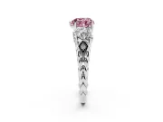 Heart-Shaped Three Stone Engagement Ring Setting for a Fancy Pink Lab-Grown Diamond | Braided Band | Platinum