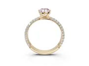 Pear-Shaped Domed Pavé Engagement Ring Setting for a Fancy Pink Lab-Grown Diamond | Yellow Gold