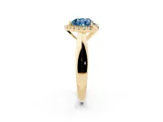 Heart-Shaped Halo Engagement Ring Setting for a Fancy Blue Lab-Grown Diamond | Square Profile Band | Yellow Gold
