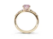 Cushion Cut Graduated Solitaire Engagement Ring Setting for a Fancy Pink Lab-Grown Diamond | Yellow Gold