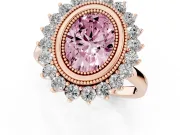 Oval Bezel Halo Engagement Ring Setting for a Fancy Pink Lab-Grown Diamond | Rose Gold
