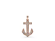 Round Lab-Grown Diamond Pavé Anchor Pendant Necklace | Pointed Flukes | Rose Gold
