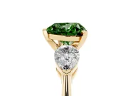Heart-Shaped 3-Stone Engagement Ring Setting for a Fancy Green Lab-Grown Diamond | Yellow Gold