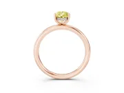 Fancy Yellow Pear Cut Diamond Solitaire Ring Set in Rose gold with Thin Band and Prong Setting