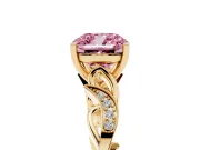 Cushion Cut Vine Engagement Ring Setting for a Fancy Pink Lab-Grown Diamond | Yellow Gold