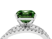 Fancy Green Asscher Cut Diamond Solitaire Twist Band Ring Set in White gold with Pavé Setting and Prong Head