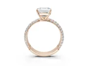 Asscher Cut Pavé Solitaire Engagement Ring Setting | Domed Pavé Band | Rose Gold