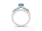 Princess Cut Five Stone Engagement Ring Setting for a Fancy Blue Lab-Grown Diamond | Plain Band | Sterling Silver