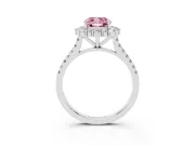 Cushion Cut Scalloped Halo Engagement Ring Setting for a Fancy Pink Lab-Grown Diamond | Single Row Pave | White Gold