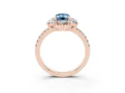 Emerald Cut Star Floral Halo Engagement Ring Setting for a Fancy Blue Lab-Grown Diamond | Rose Gold