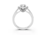 Radiant Cut Pavé Collar Solitaire Engagement Ring Setting | Wide Polished Band | Sterling Silver
