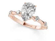 Pear-Shaped Bar Set Engagement Ring Setting | Spaced Side Stones | Rose Gold