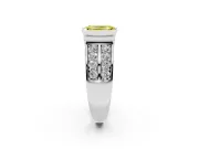 Emerald Cut Half Bezel Engagement Ring Setting for a Fancy Yellow Lab-Grown Diamond | Channel Band | White Gold