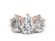Pear-Shaped Three Stone Engagement Ring Setting | Large Side Stones | Rose Gold