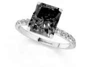 Radiant Cut Pave Solitaire Engagement Ring Setting | Sterling Silver