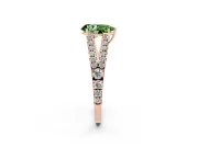 Pear-Shaped Graduated Split Shank Engagement Ring Setting for a Fancy Green Lab-Grown Diamond | Rose Gold