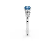 Cushion Cut Side Stone Engagement Ring Setting for a Fancy Blue Lab-Grown Diamond | Two-Row Shoulder Clusters | Platinum
