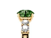 Round Five Stone Engagement Ring Setting for a Fancy Green Lab-Grown Diamond | Yellow Gold