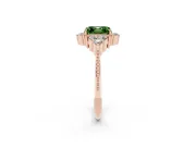 Asscher Cut Cluster Engagement Ring Setting for a Fancy Green Lab-Grown Diamond | Rose Gold