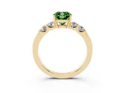 Fancy Green Cushion Cut Diamond Five-Stone Prong Set Engagement Ring Set in Yellow gold with Channel Band