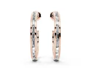 Baguette Lab-Grown Diamond Channel-Set Hoop Earrings | End-to-End Row | Rose Gold