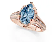 Pear-Shaped Hidden Halo Engagement Ring Setting for a Fancy Blue Lab-Grown Diamond | Triple Row Pavé Band | Rose Gold
