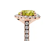 Heart-Shaped Halo Engagement Ring Setting for a Fancy Yellow Lab-Grown Diamond | Tapered Band | Rose Gold