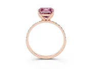 Asscher Cut Pave Engagement Ring Setting for a Fancy Pink Lab-Grown Diamond | Slim Band | Rose Gold