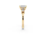 Asscher Cut Three Stone Engagement Ring Setting | Round Side Stones | Yellow Gold