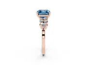 Asscher Cut Side Stone Engagement Ring Setting for a Fancy Blue Lab-Grown Diamond | Shoulder Clusters | Rose Gold