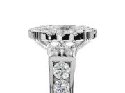 Oval Halo Side Cluster Engagement Ring Setting | Graduated Channel Band | Platinum
