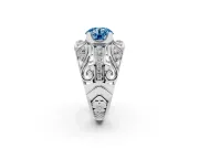 Round Art Deco Graduated Engagement Ring Setting for a Fancy Blue Lab-Grown Diamond | Platinum